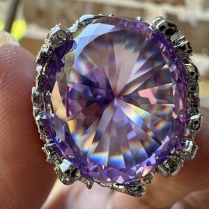 Statement Ring Size 9.75‎ Purple Blue Iolite Cluster Gems 925 Sterling 28.3g